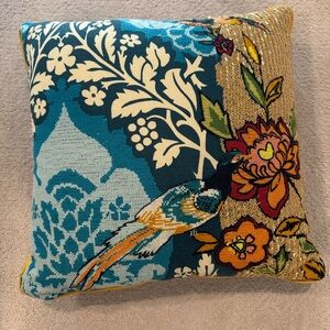 Anthropologie, Floral Peacock Decorative Pillow